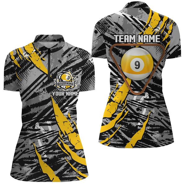 Personalized Grunge 9 Ball Pool Billiard Shirts For Women Custom Billiard 9 Ball Jersey Shirts TDM1633