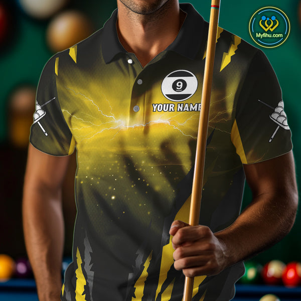 Personalized 9 Ball Thunder Lightning Cobra Snake Men Billiard Shirts, 9 Ball Pool Team Jerseys TDM4022