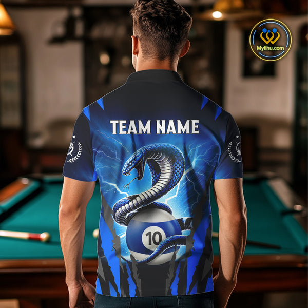 Personalized 10 Ball Thunder Lightning Cobra Snake Men Billiard Shirts, 10 Ball Pool Team Jersey TDM4023