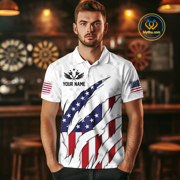 US Flag Patriotic Dart Shirt With Pocket Option For Men Custom Darts Jersey TDM4024