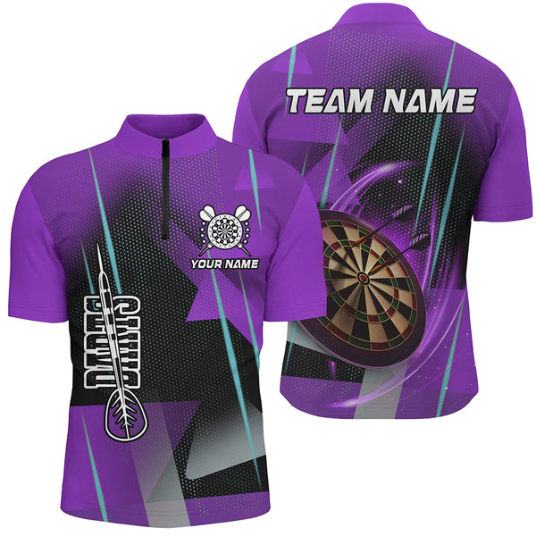 Personalized 3D All Over Print Darts Men Polo & Quarter-Zip Shirts Custom Purple Darts Team Jersey TDM2265