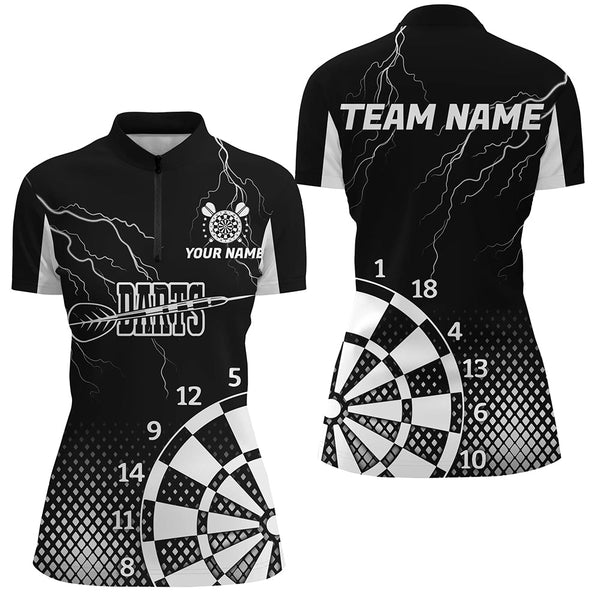 Personalized Black White Lightning Darts Shirts For Women Best Custom Cool Darts Team Jerseys TDM2281