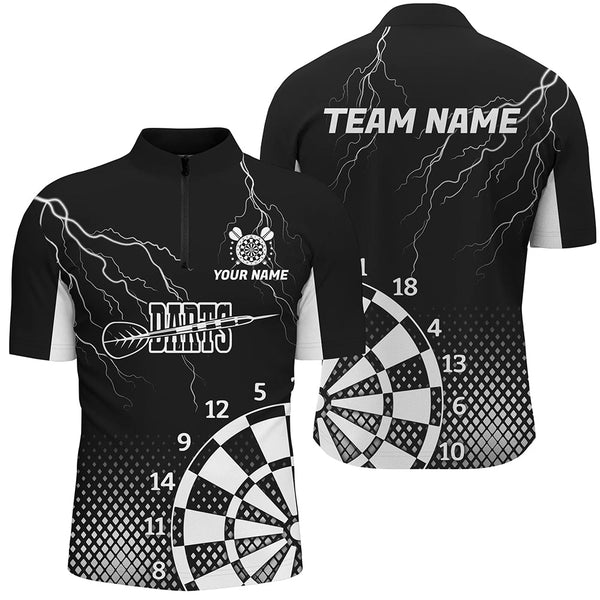 Personalized Black White Lightning Darts Shirts For Men Best Custom Cool Darts Team Jerseys TDM2281