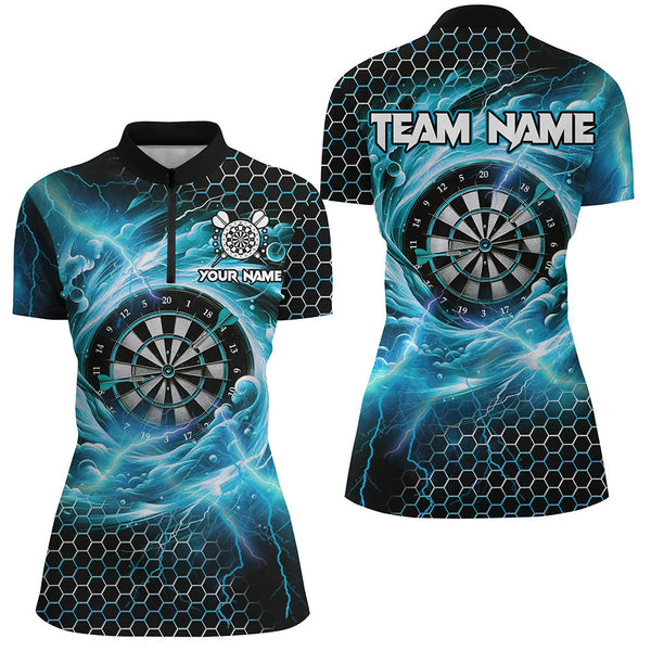 Funny 3D Dartboard Storm Thunder Custom Darts Shirts For Women Team League Darts Jerseys | Blue TDM2550