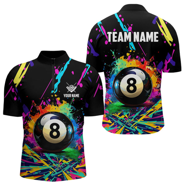 Personalized Colorful 8 Ball Pool Billiard Shirts For Men, Funny Billiard Shirts Pool Team Jerseys TDM3771