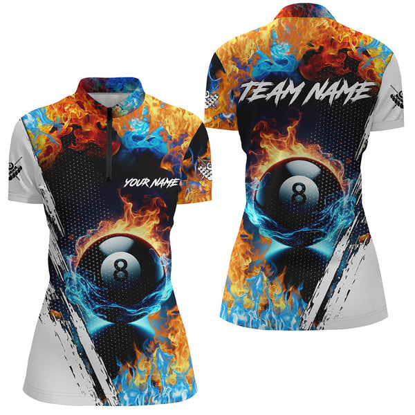 8 Ball Pool Water Fire Custom 3D All Over Print Billiard Shirts For Women, Billiard Team Jerseys TDM2286