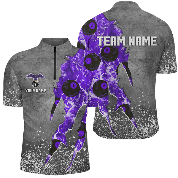 Custom Ball 8 Thunder Lighting Grunge Billiard Shirts For Men Best Billiard Team Jersey |Purple TDM1659