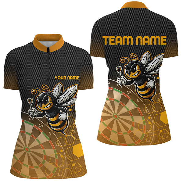 Personalized Darts Board Funny Bee 3D Printed Women Polo & Quarte-Zip Shirts, Unique Darts Attire TDM1666