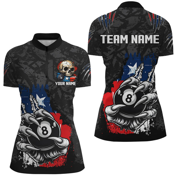 Funny Claw Tearing Texas Flag 8 Ball Pool Custom Billiard Shirts For Women, Patriotic Billiard Jersey TDM2320