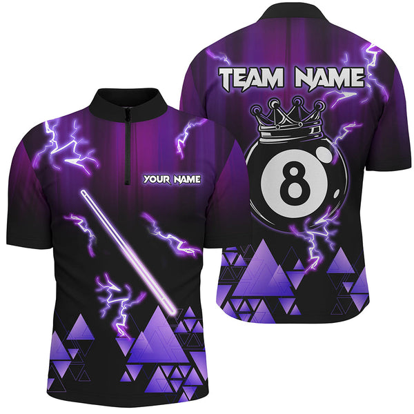 Purple Neon Light 8 Ball Pool Crown Billiard Shirt For Men Custom Team League Billiard Jerseys TDM3290