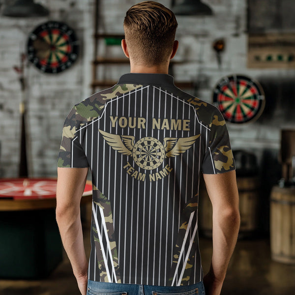 Green Camo Dartboard Pulse Heartbeat Custom Men Dart Shirts, Funny Wings Cool Dart Team Jerseys TDM3619