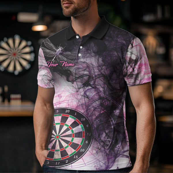 Pink Black Smoke Dart Shirt With Pocket Option For Men Custom Dart Jerseys TDM3622