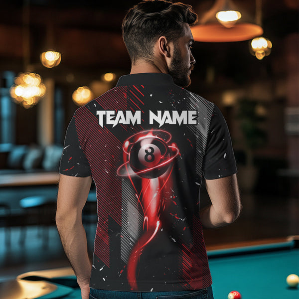 Grunge Black And Red 8 Ball Pool Lights Men's Billiard Shirts Custom Billiard Jersey Polo & 1/4 Zip TDM3780