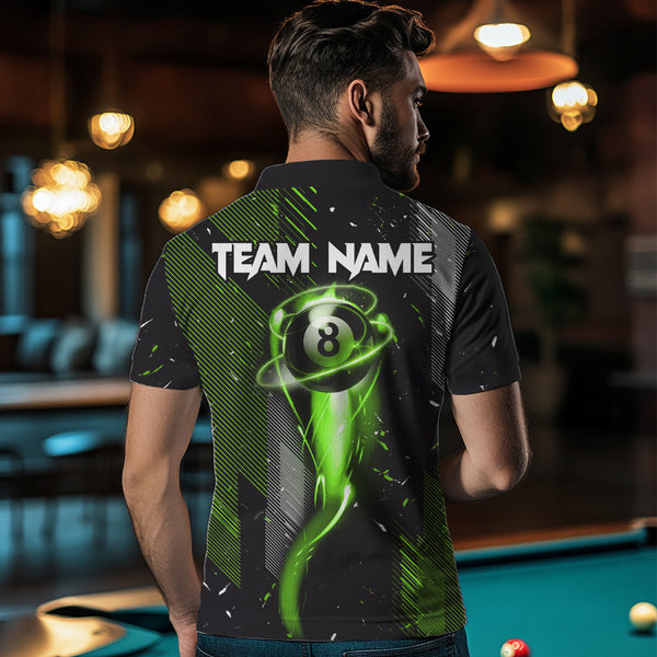 Grunge Black & Green 8 Ball Pool Lights Men's Billiard Shirts Custom Billiard Jersey Polo & 1/4 Zip TDM3781