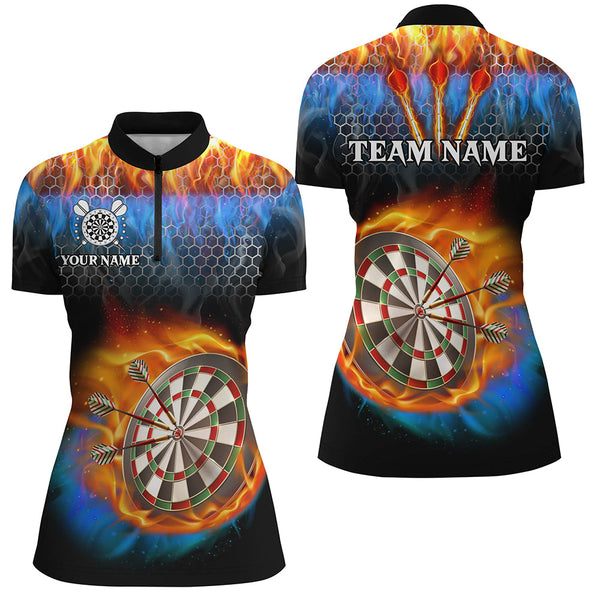 Custom Darts Board Water And Fire Women Dart Shirts With Pocket Darts Jerseys TDM3063