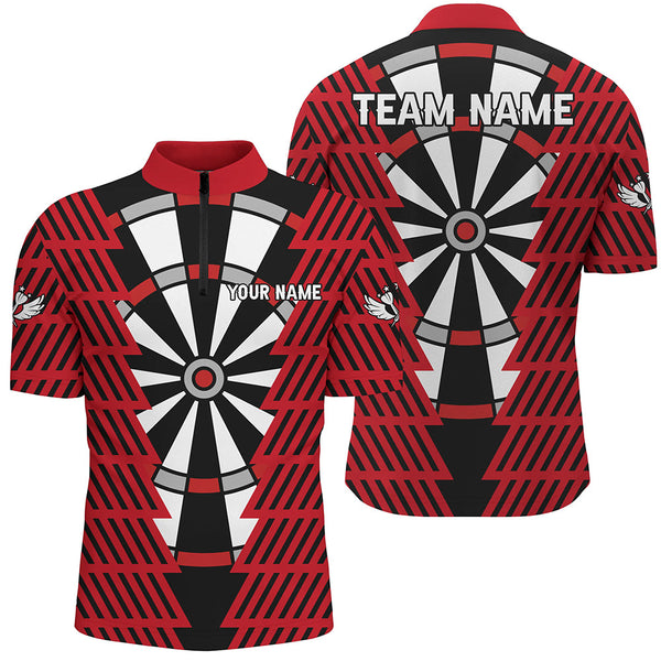 Striking Black And Red Dartboard Pattern Custom Dart Shirts For Men Best Darts Team Jerseys TDM3312