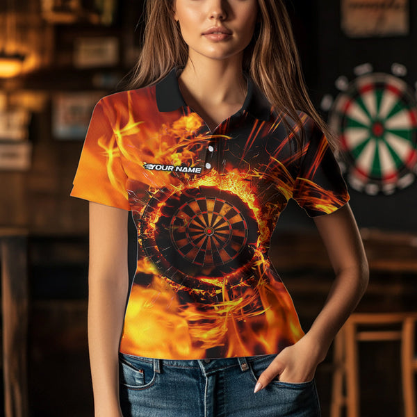 Orange Swirling Flame Dart Shirt For Women Custom Dart Jersey Pocket Option TDM3790
