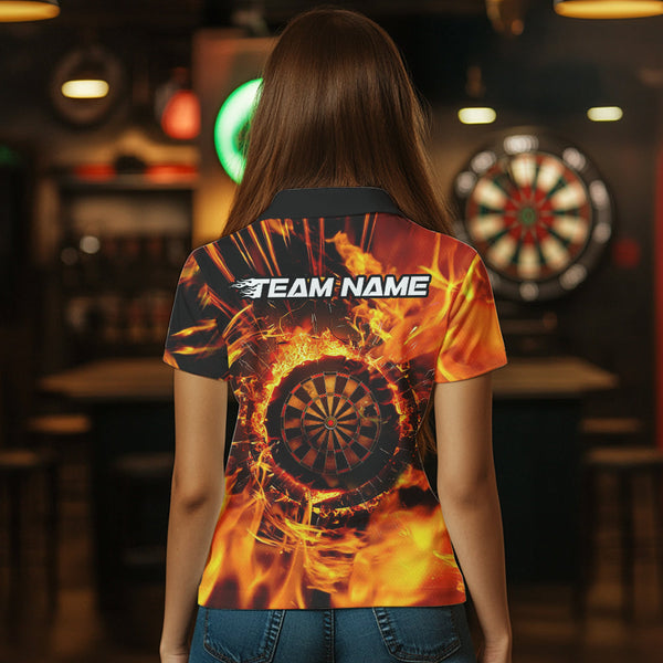 Orange Swirling Flame Dart Shirt For Women Custom Dart Jersey Pocket Option TDM3790