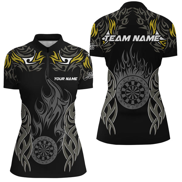 Personalized Darts Tournament Jersey For Women Custom Dartboard Fire Flame Darts Team Shirts | Yellow TDM2332