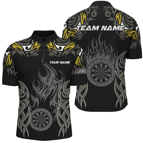Personalized Darts Tournament Jersey For Men Custom Dartboard Fire Flame Darts Team Shirts | Yellow TDM2332