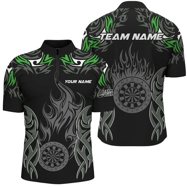 Personalized Darts Tournament Jersey For Men Custom Dartboard Fire Flame Darts Team Shirts | Green TDM2333