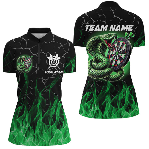 Personalized Darts Snakes Fire Flame Custom Green Darts Shirts For Women, Cool Darts Team Jerseys TDM2108