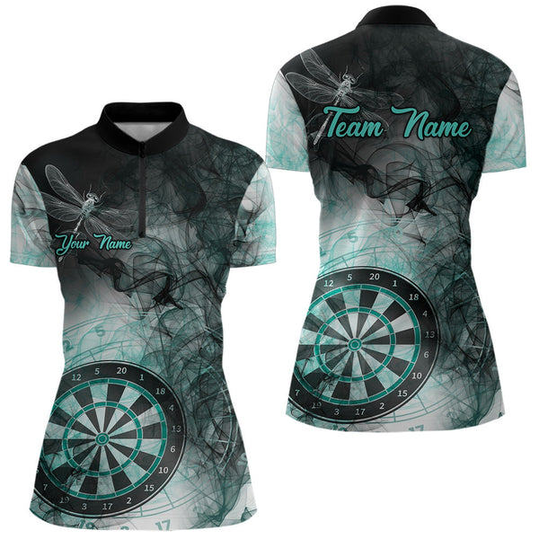 Turquoise Smoke Darts Shirt With Pocket Option For Women Custom Darts Jersey TDM3804