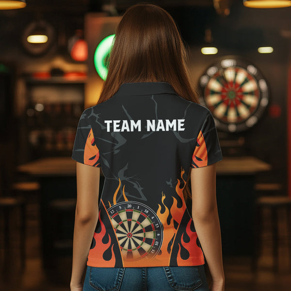 Black And Orange Flame Dart Shirt For Women Custom Dart Jersey Pocket Option TDM3806