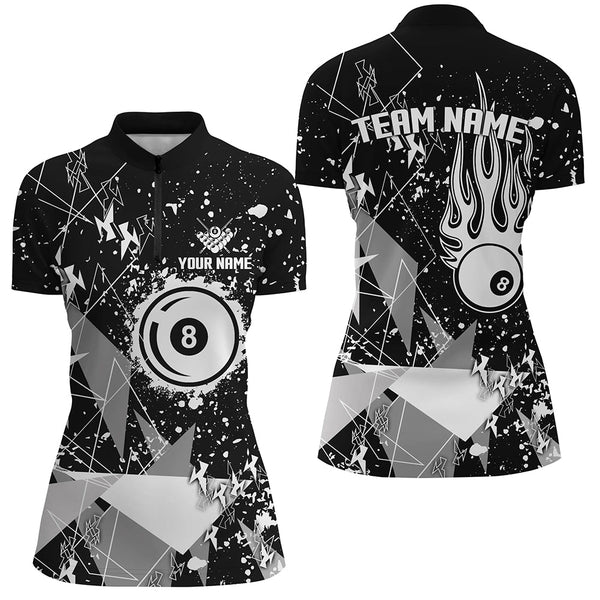 Personalized White Grunge Billiard Women Shirts, Billiards Jerseys For Pool Player TDM1535