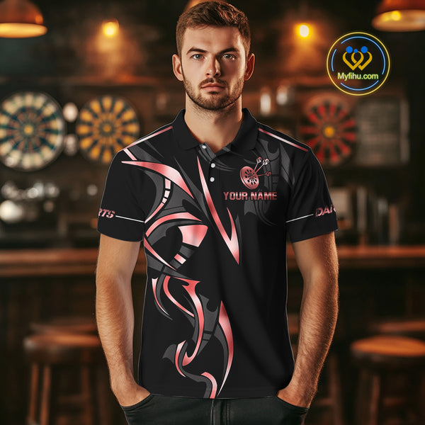 Black And Red Dartboard Crown Dart Shirts For Men Custom Dart Jersey Team Polo & Quarter Zip TDM4091