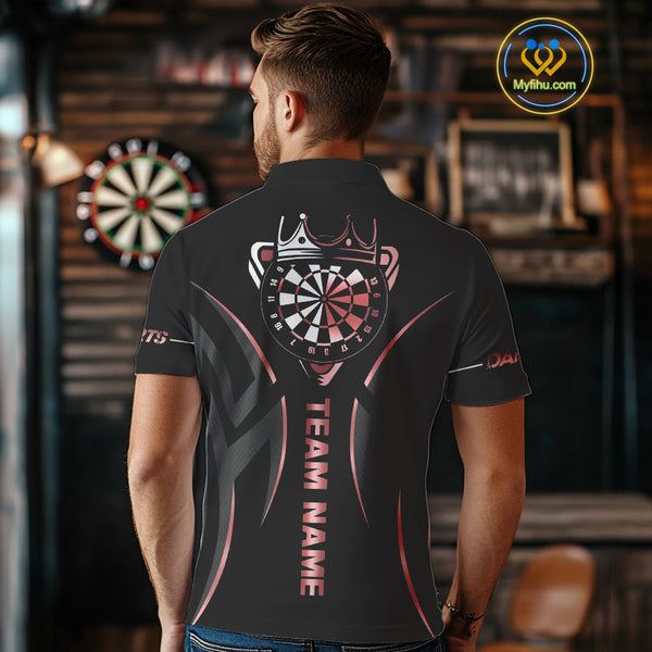 Black And Red Dartboard Crown Dart Shirts For Men Custom Dart Jersey Team Polo & Quarter Zip TDM4091
