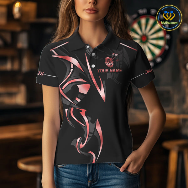 Black And Red Dartboard Crown Dart Shirts For Women Custom Dart Jersey Team Polo & Quarter Zip TDM4091