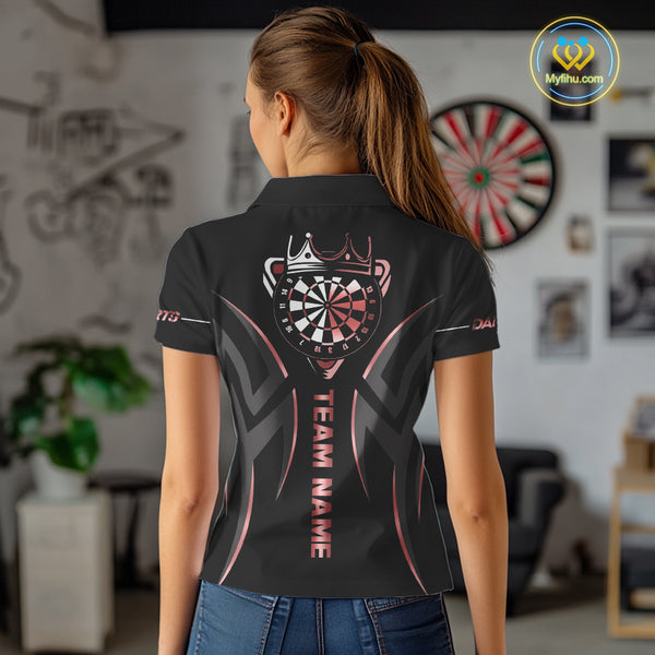 Black And Red Dartboard Crown Dart Shirts For Women Custom Dart Jersey Team Polo & Quarter Zip TDM4091