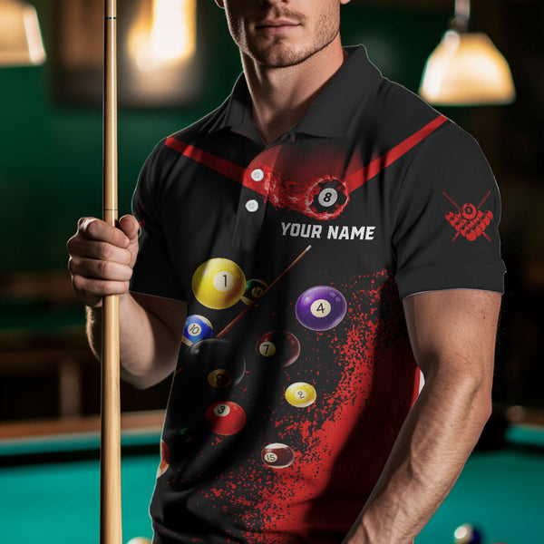 Personalized Grunge Red Black 3D Pool Balls Men Billiard Shirts Custom Billiard Jerseys For Team TDM3512