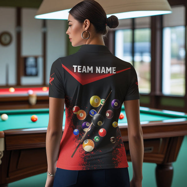 Personalized Grunge Red Black 3D Pool Balls Women Billiard Shirts Custom Billiard Jerseys For Team TDM3512