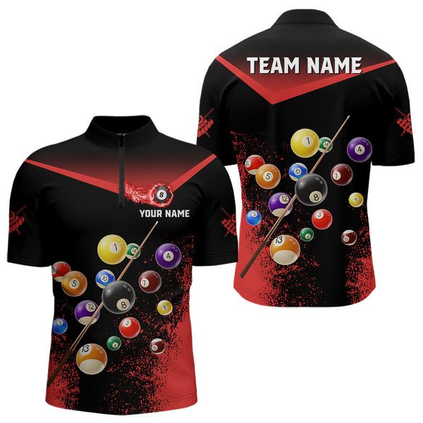 Personalized Grunge Red Black 3D Pool Balls Men Billiard Shirts Custom Billiard Jerseys For Team TDM3512