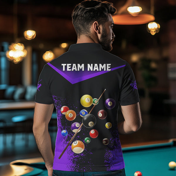 Personalized Grunge Purple Black 3D Pool Balls Men Billiard Shirts Custom Billiard Jerseys For Team TDM3513