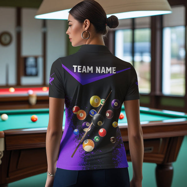 Personalized Grunge Purple Black 3D Pool Balls Women Billiard Shirts Custom Billiard Jerseys For Team TDM3513