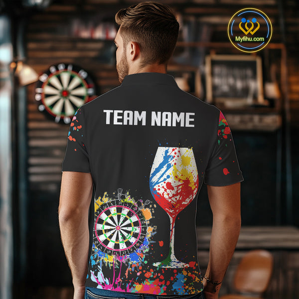 Personalized Colorful Splash Dart Shirts For Men, Funny Wine Glass Custom Darts Jersey Outfit TDM4099