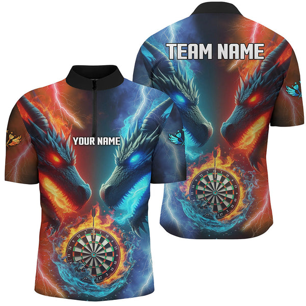 Personalized Dart Board Water Fire 3D Dragon Darts Shirts For Men, Team League Darts Jerseys TDM2397
