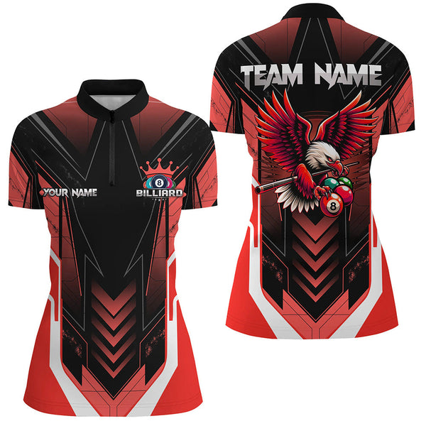 Personalized Funny Eagle Billiard Shirts For Women Custom Name Red Billiard Balls Sports Jerseys TDM2414