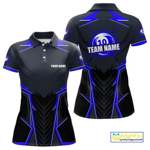 10 Ball Billiard Jerseys For Women Custom Polo & Quarter-Zip Billiard Team Shirt, 10 Ball Pool Shirt TDM3831
