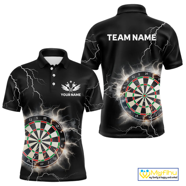 Custom Dartboard Thunder Lightning Dart Shirts For Men | Darts Polo & 1/4 Zip Team Jerseys TDM3961
