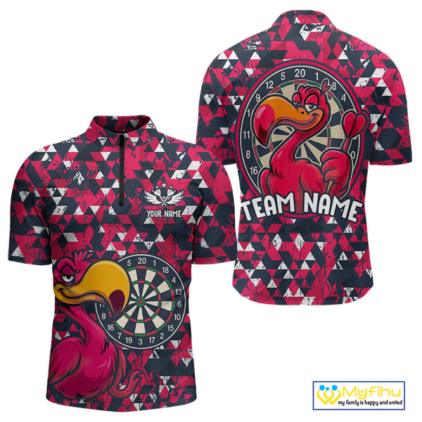 Funny Geometric Grunge Flamingo Dart Shirts For Men Custom Darts Jerseys Outfits, Darts Gifts TDM3963