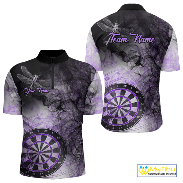 Black And Purple Smoke Dart Shirts For Men Custom Dart Jersey Pocket Option TDM3837