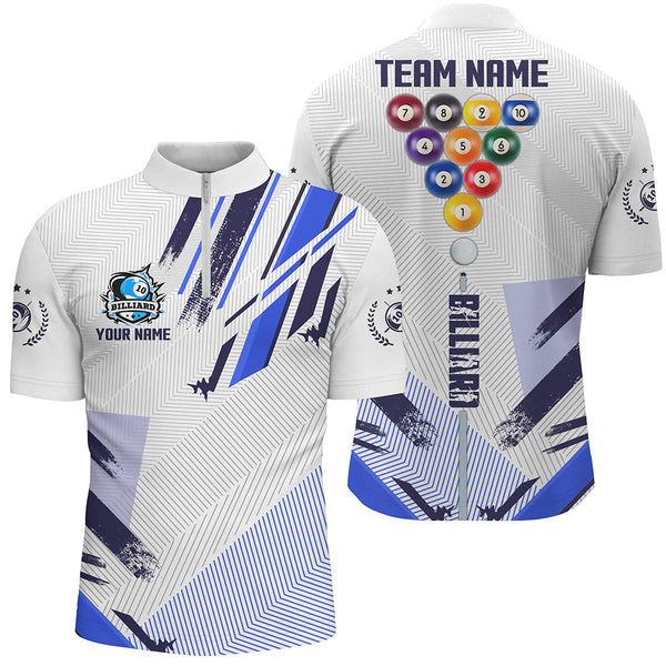 Personalized Blue 10 Ball Pool Tournament Sport Shirts, 10 Ball Billiard Team Jerseys For Men TDM1755