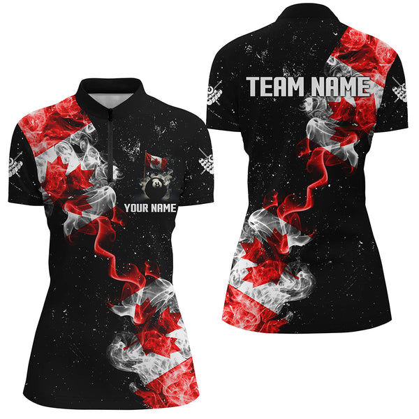 Personalize Grunge Canada Flag Smoke Billiard Shirts For Women Best Patriotic Billiard Jersey Uniform TDM2163