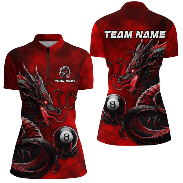 Personalized Billiard Dragon 8 Ball Pool Shirts For Women Custom Red Team League Billiard Jerseys TDM1972