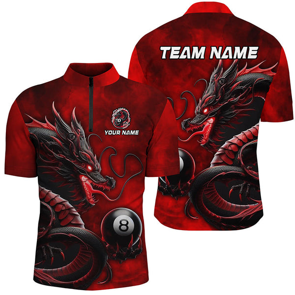 Personalized Billiard Dragon 8 Ball Pool Shirts For Men Custom Red Team League Billiard Jerseys TDM1972