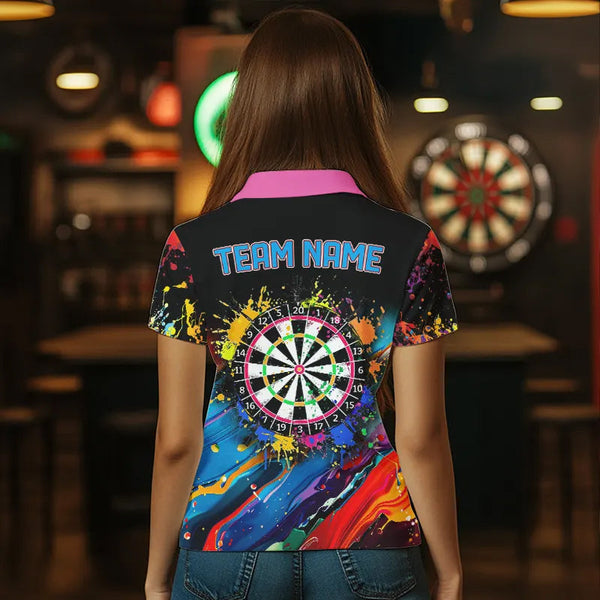 Funny Colorful Paint Splash Dart Shirts For Women Custom Dart Team Jerseys TDM3544